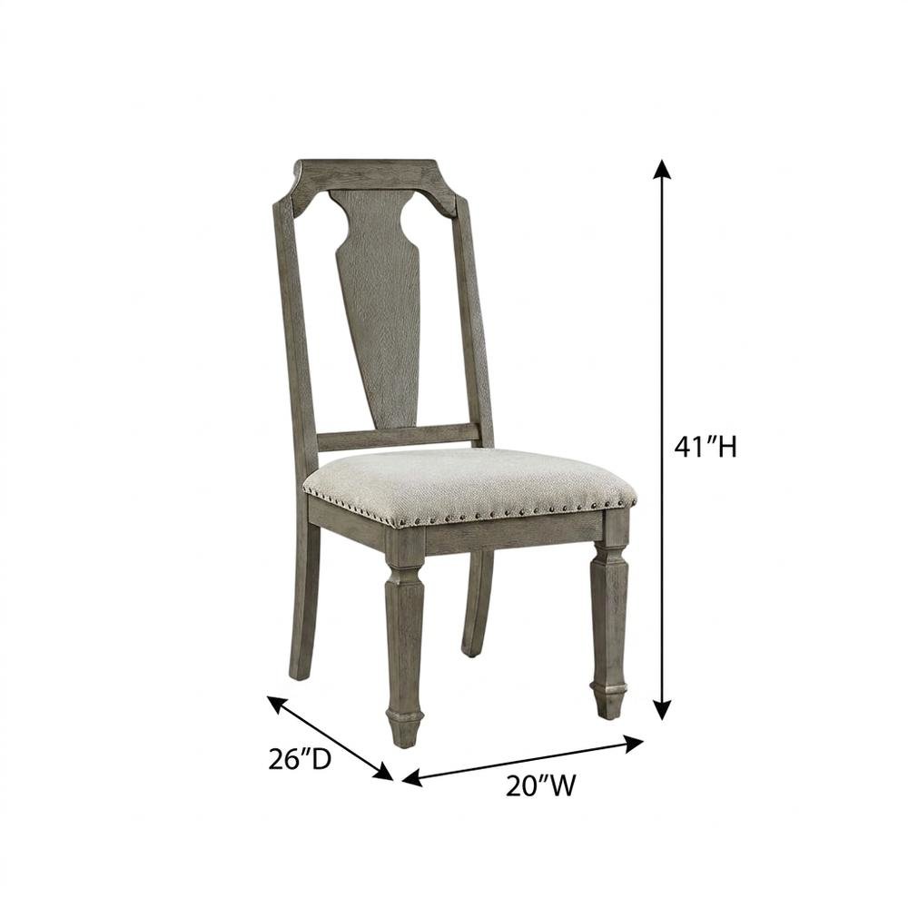 Linen Armless Accent Chair with Rubber Wood Legs, Beige Linen & Weathered Oak, Set of 2. Picture 6
