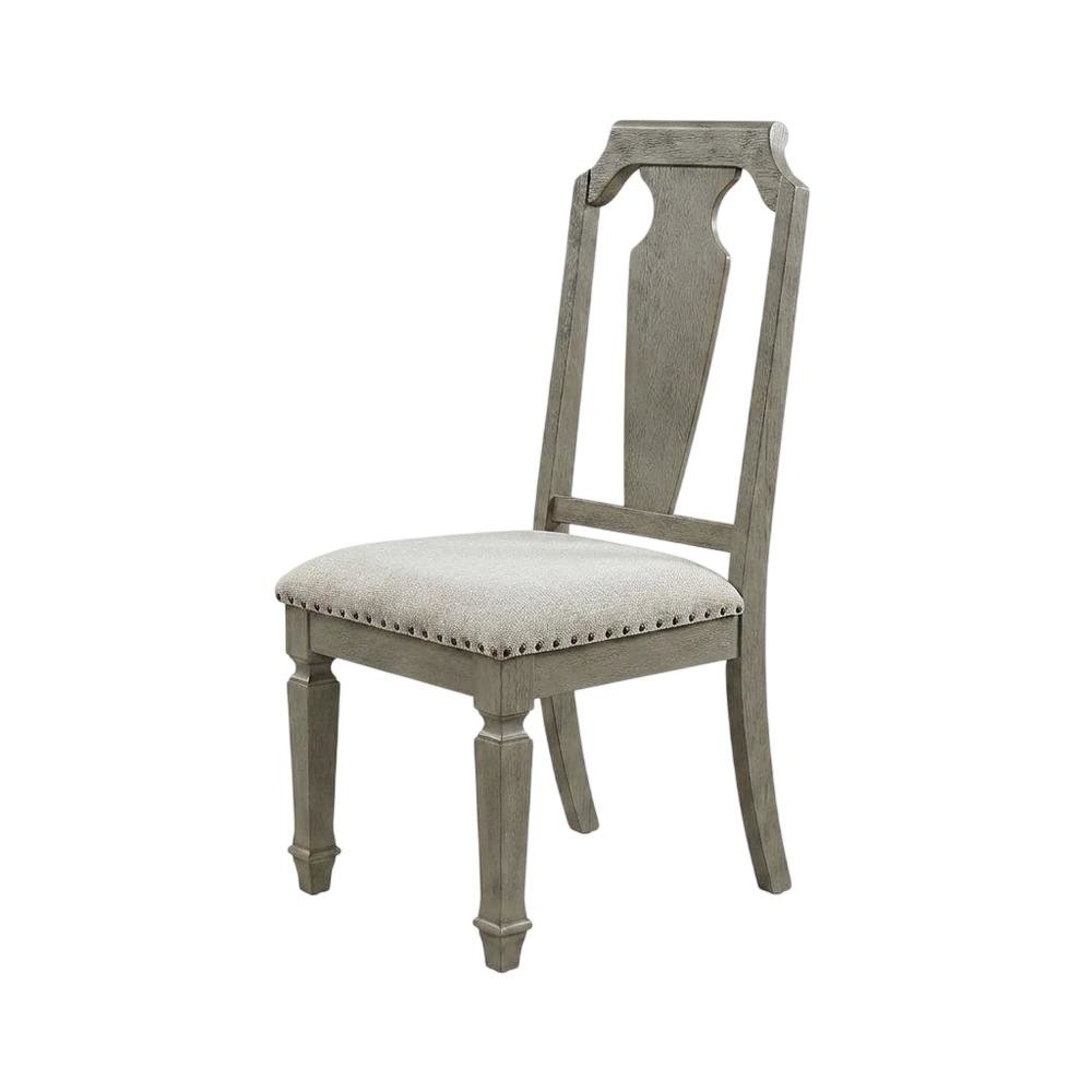 Linen Armless Accent Chair with Rubber Wood Legs, Beige Linen & Weathered Oak, Set of 2. Picture 5