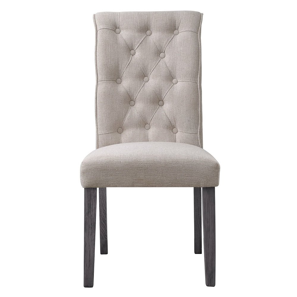 Yabeina Side Chair (Set-2) Beige Linen & Gray. Picture 1