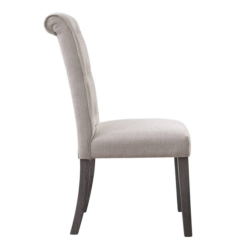 Yabeina Side Chair (Set-2) Beige Linen & Gray. Picture 3
