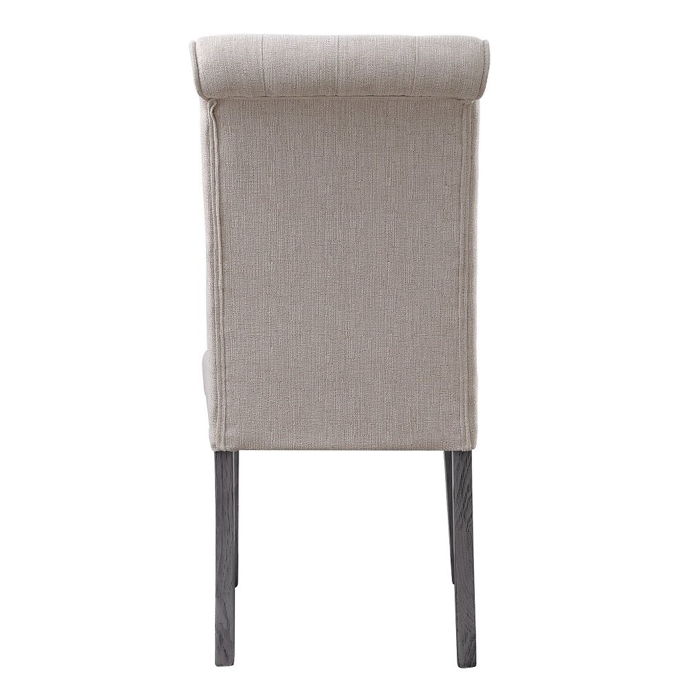 Yabeina Side Chair (Set-2) Beige Linen & Gray. Picture 4