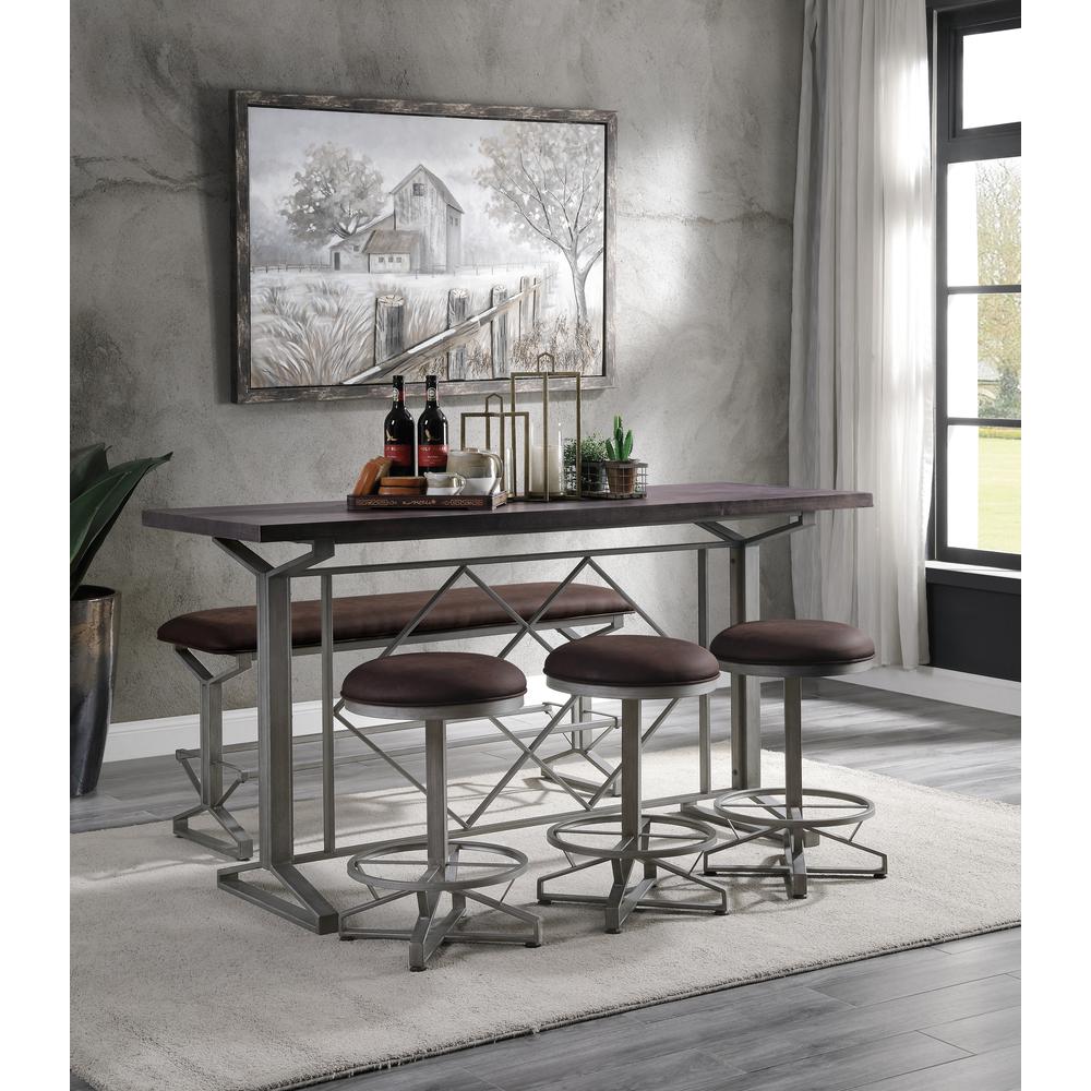 Evangeline Counter Height Stool (Set-2) Rustic Brown Fabric & Black. Picture 1