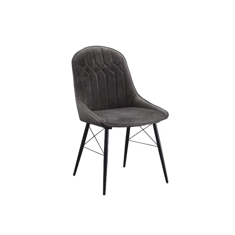 Abraham Side Chair (Set-2) Gray Fabric & Black. Picture 1