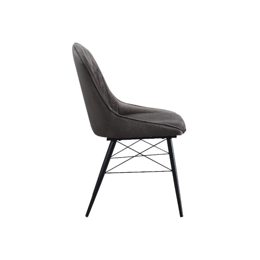 Abraham Side Chair (Set-2) Gray Fabric & Black. Picture 3