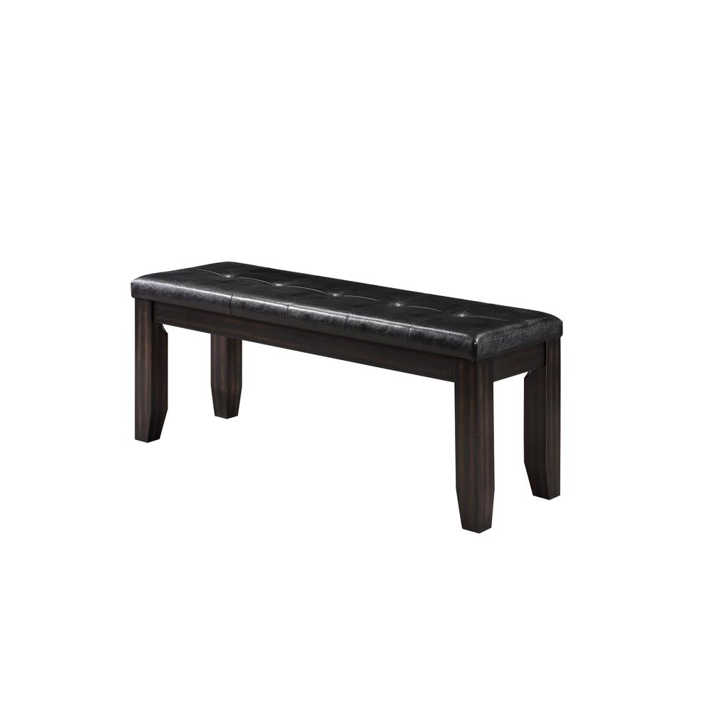 Urbana Bench Black Synthetic Leather & Espresso. Picture 1