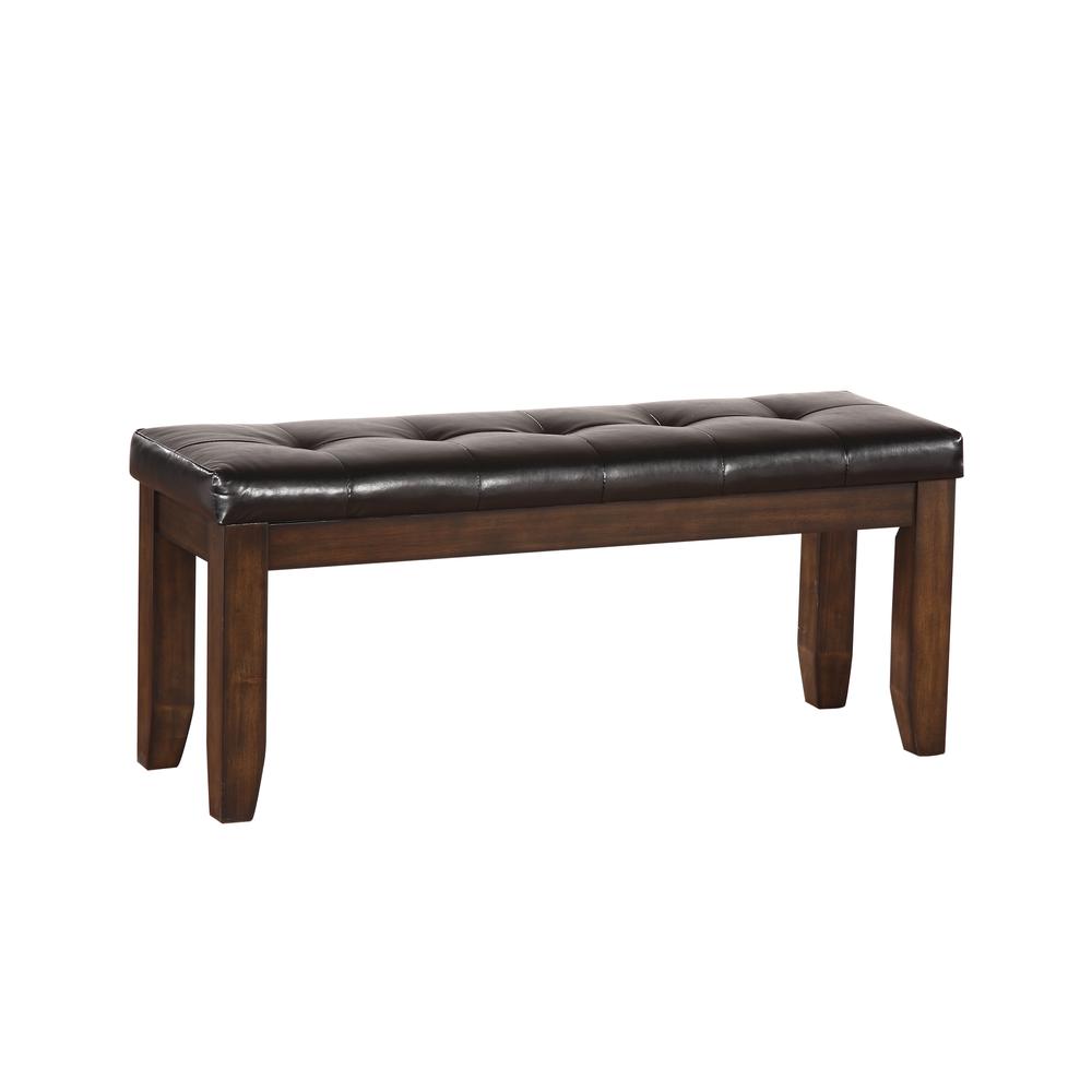 Urbana Bench Black Synthetic Leather & Espresso. Picture 2
