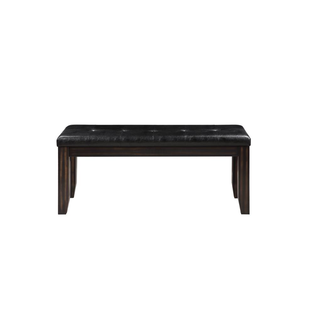 Urbana Bench Black Synthetic Leather & Espresso. Picture 3