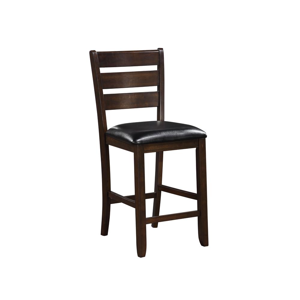 Urbana Counter Height Chair (Set-2) Black Synthetic Leather & Espresso. Picture 1