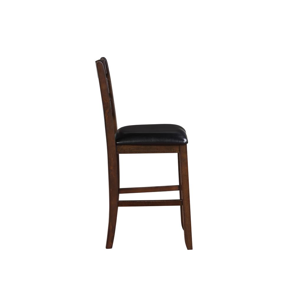 Urbana Counter Height Chair (Set-2) Black Synthetic Leather & Espresso. Picture 4