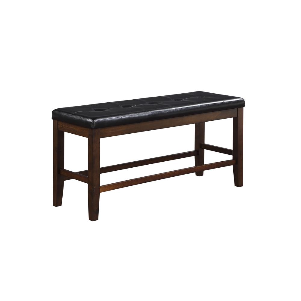 Urbana Counter Height Bench Black Synthetic Leather & Espresso. Picture 1