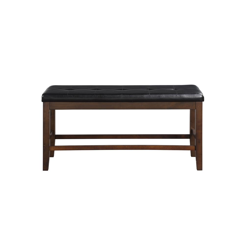 Urbana Counter Height Bench Black Synthetic Leather & Espresso. Picture 2