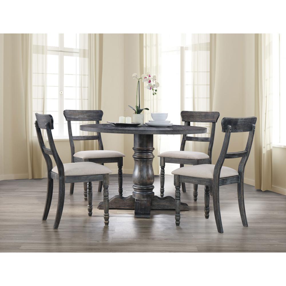 Leventis Side Chair (Set-2) Light Brown Linen & Weathered Gray. Picture 1