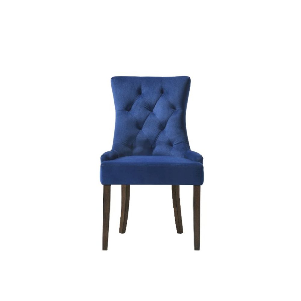 Farren Side Chair (Set-2) Blue Velvet & Weathered Oak. Picture 5