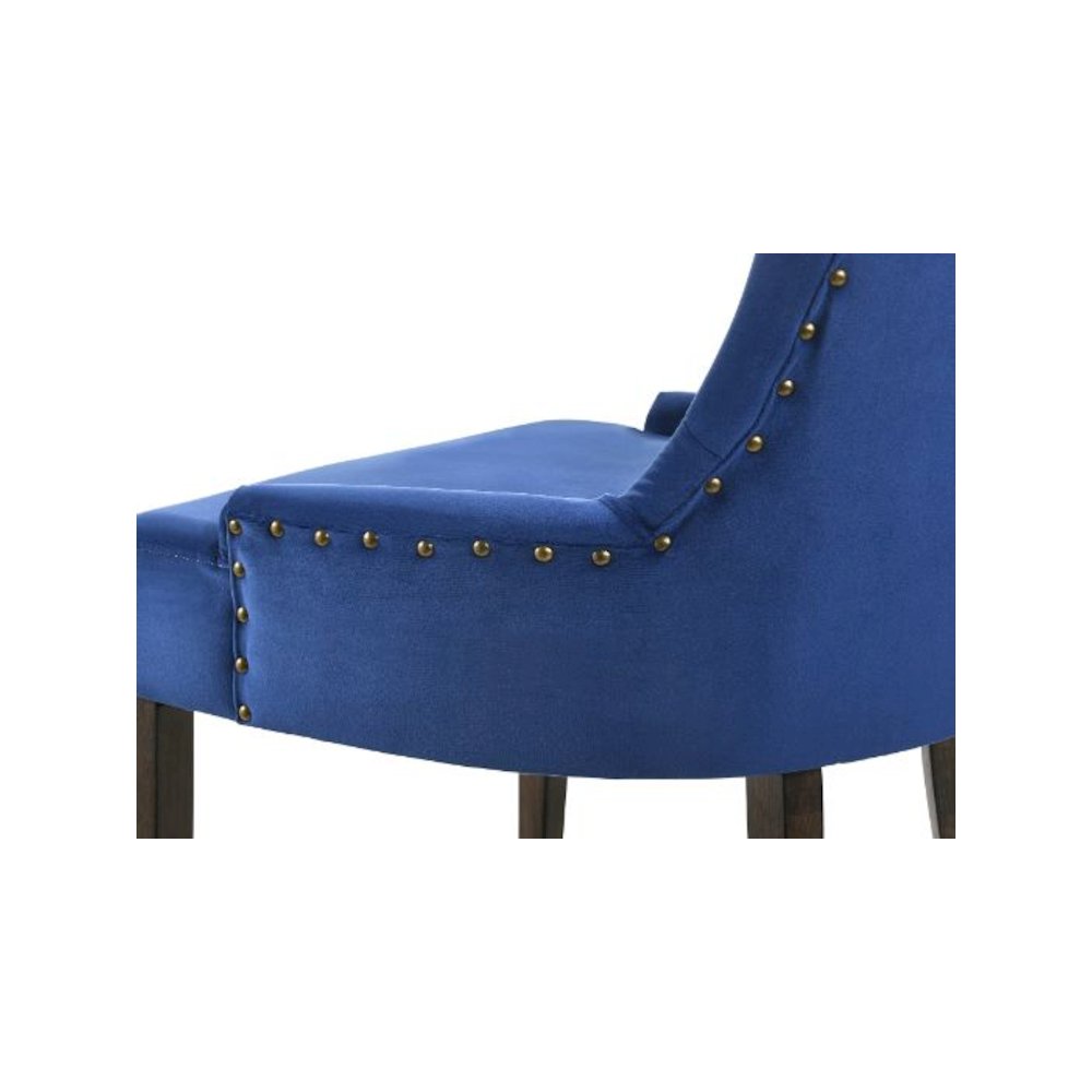 Farren Side Chair (Set-2) Blue Velvet & Weathered Oak. Picture 2