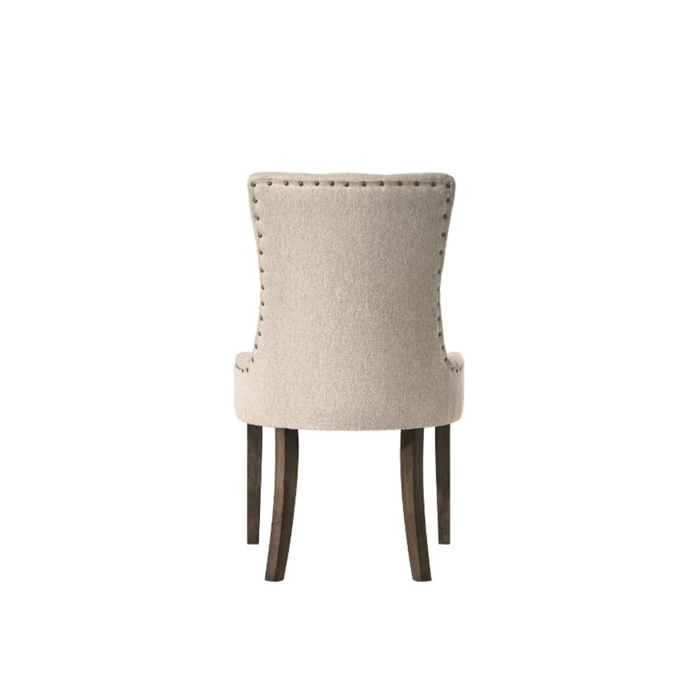 Farren Side Chair (Set-2) Beige Fabric & Weathered Oak. Picture 3