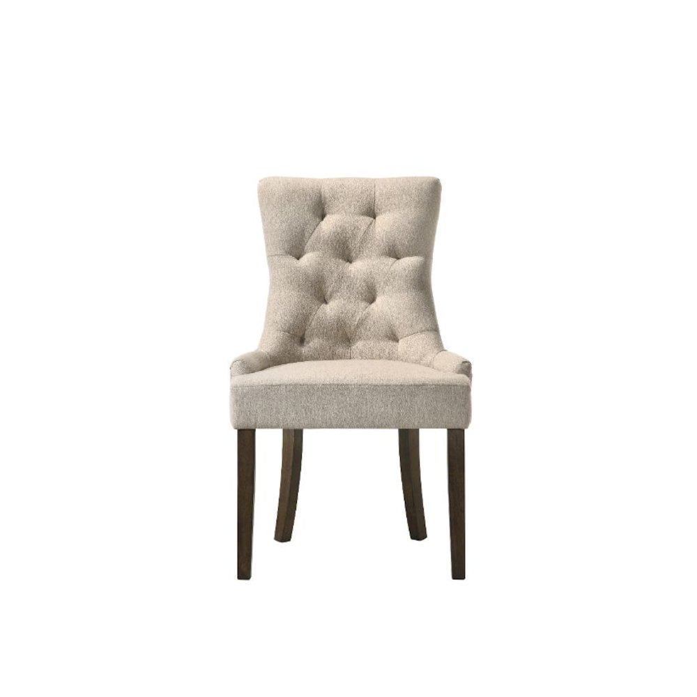 Farren Side Chair (Set-2) Beige Fabric & Weathered Oak. Picture 5