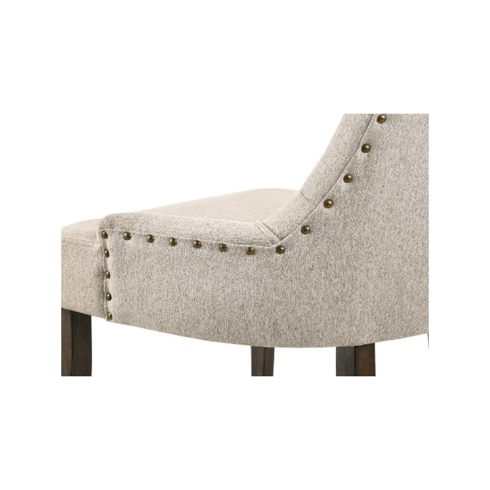 Farren Side Chair (Set-2) Beige Fabric & Weathered Oak. Picture 2