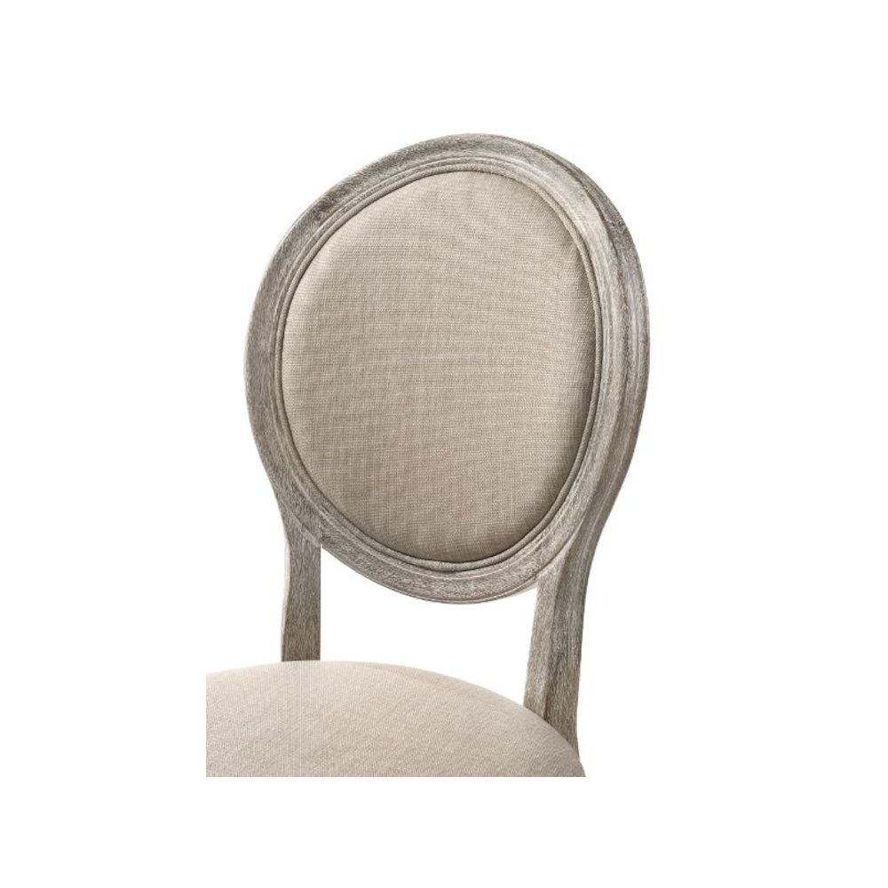 Faustine Side Chair (Set-2) Tan Fabric & Salvaged Light Oak. Picture 2