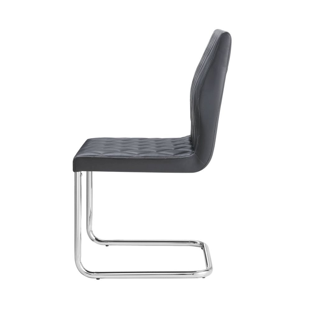 Ansonia Side Chair (Set-2) Gray Synthetic Leather & Chrome. Picture 3