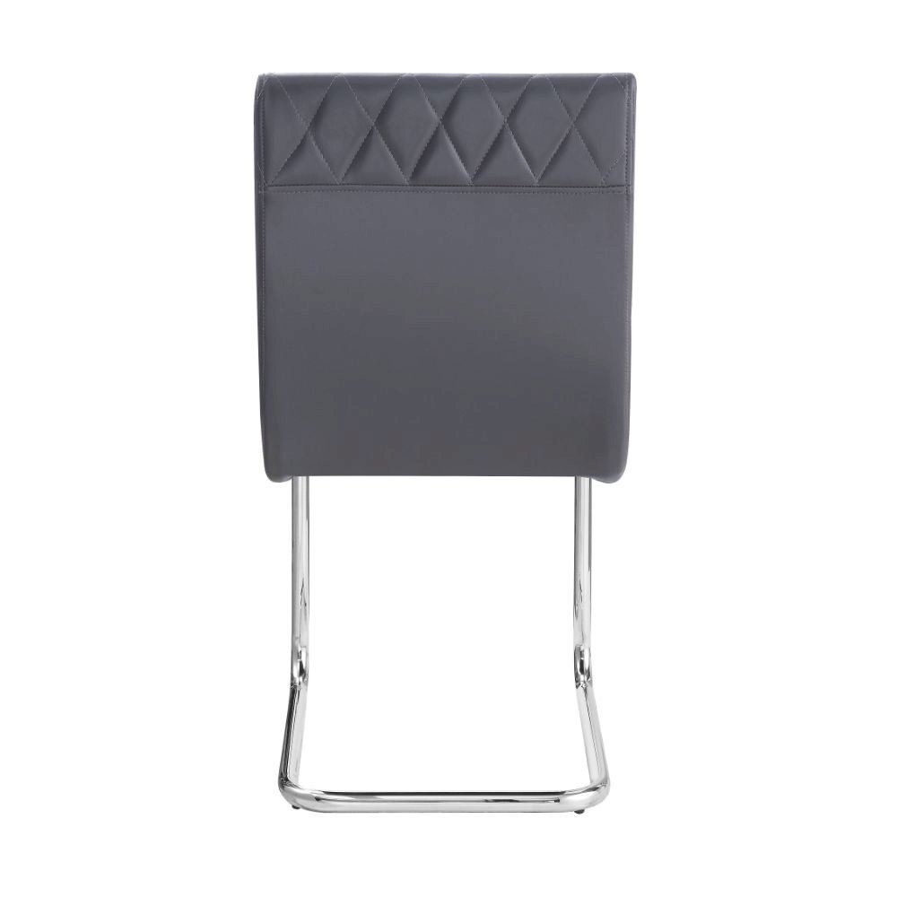 Ansonia Side Chair (Set-2) Gray Synthetic Leather & Chrome. Picture 4