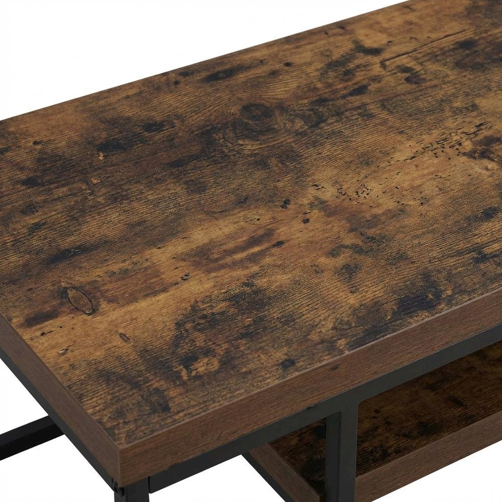 Weathered Oak & Black Metal TV Stand with Elegant Storage Design. Picture 5