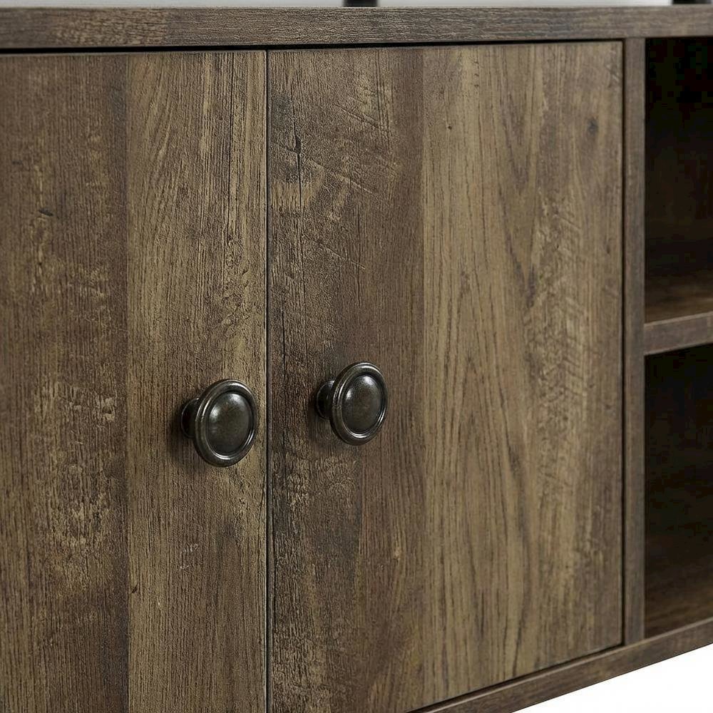 Rustic Oak, Black Finish TV Stand, Industrial Style, Multi-Color Design. Picture 5