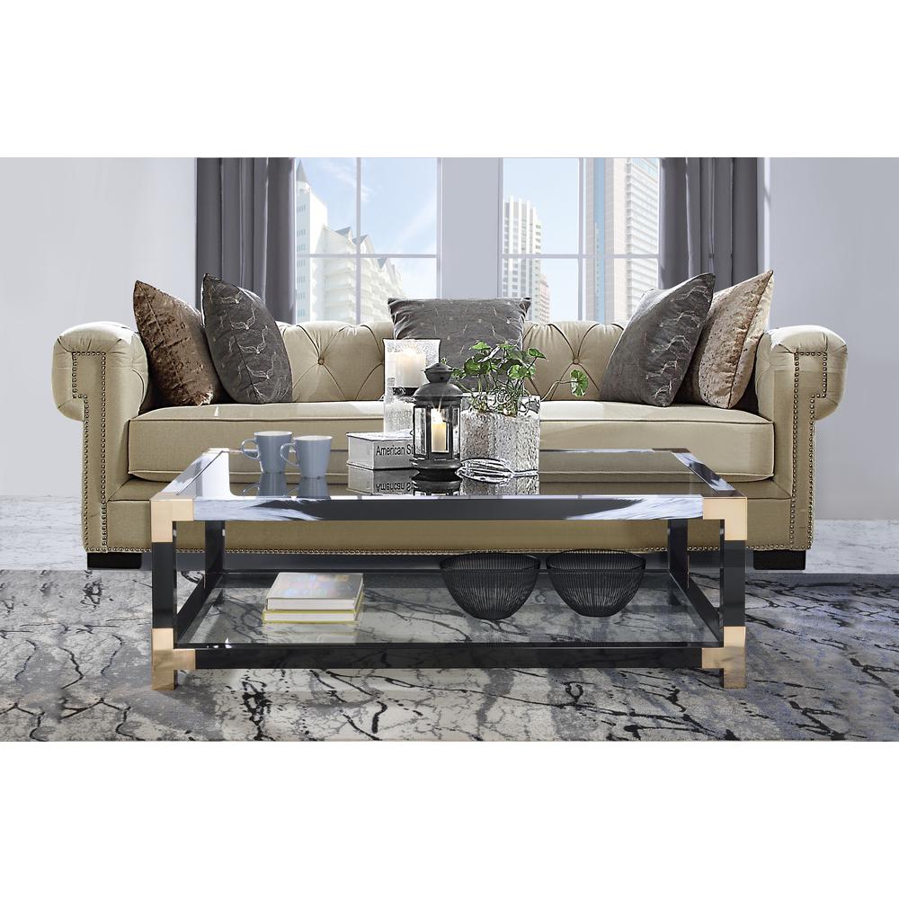 Lafty Coffee Table, White Brushed & Clear Glass. Picture 2