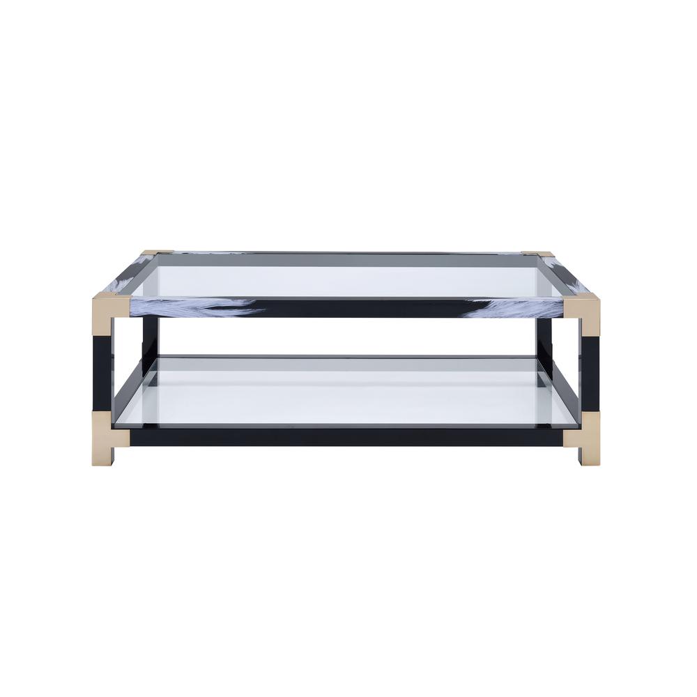 Lafty Coffee Table, White Brushed & Clear Glass. Picture 4