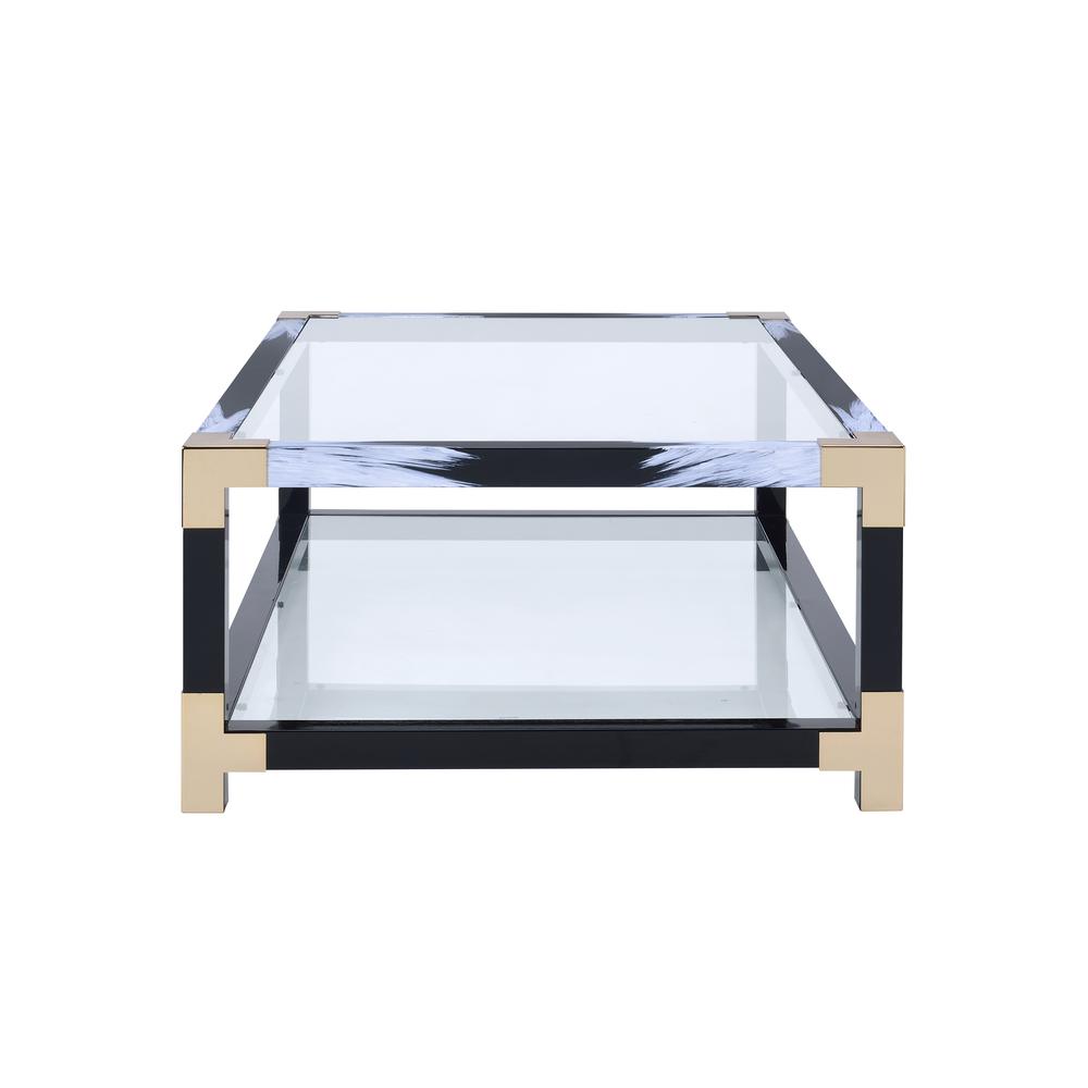 Lafty Coffee Table, White Brushed & Clear Glass. Picture 5