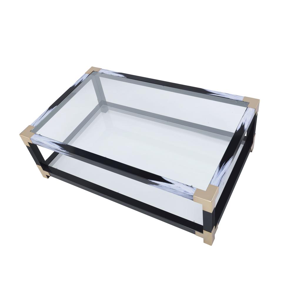 Lafty Coffee Table, White Brushed & Clear Glass. Picture 6