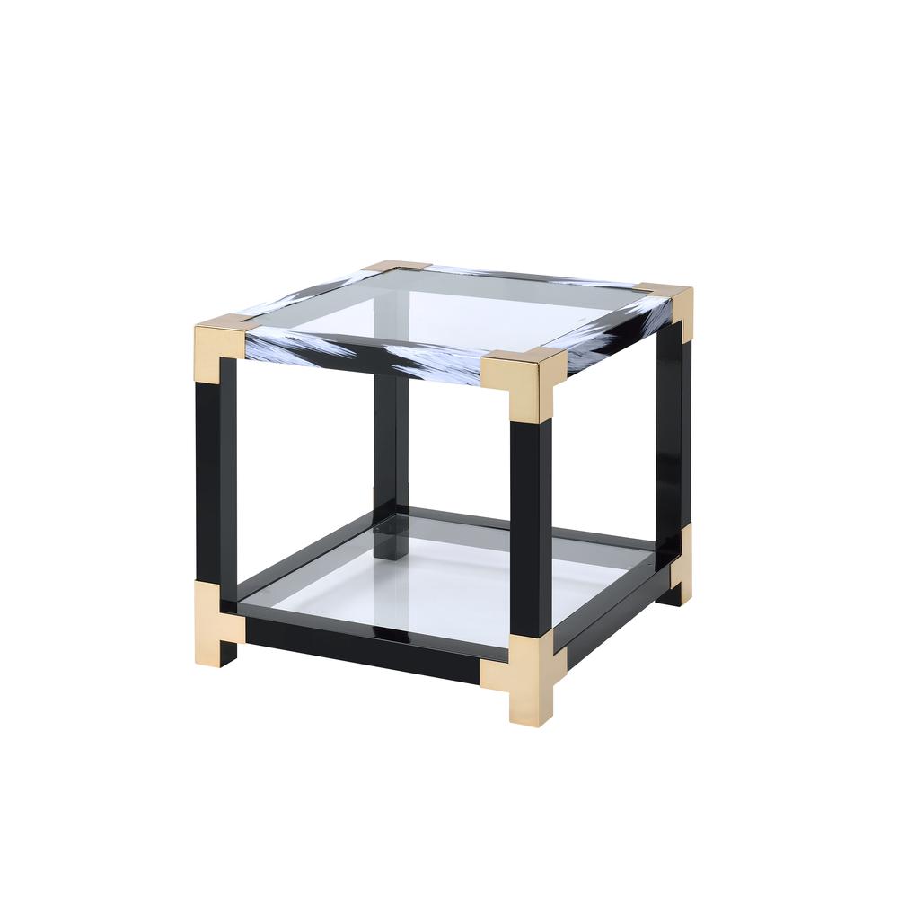 Lafty Coffee Table, White Brushed & Clear Glass. Picture 7