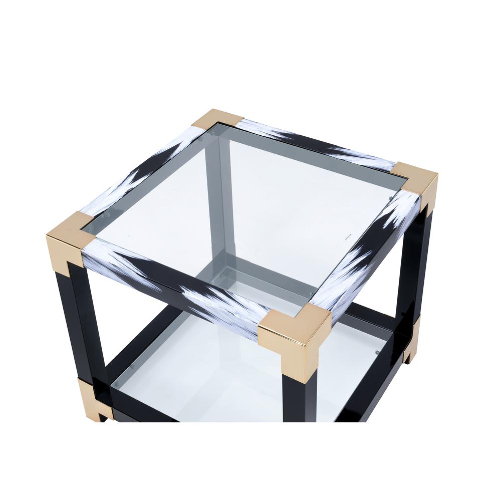 Lafty Coffee Table, White Brushed & Clear Glass. Picture 9