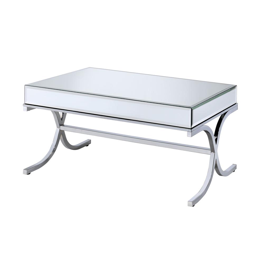 Yuri Coffee Table, Mirrored Top & Chrome. Picture 1