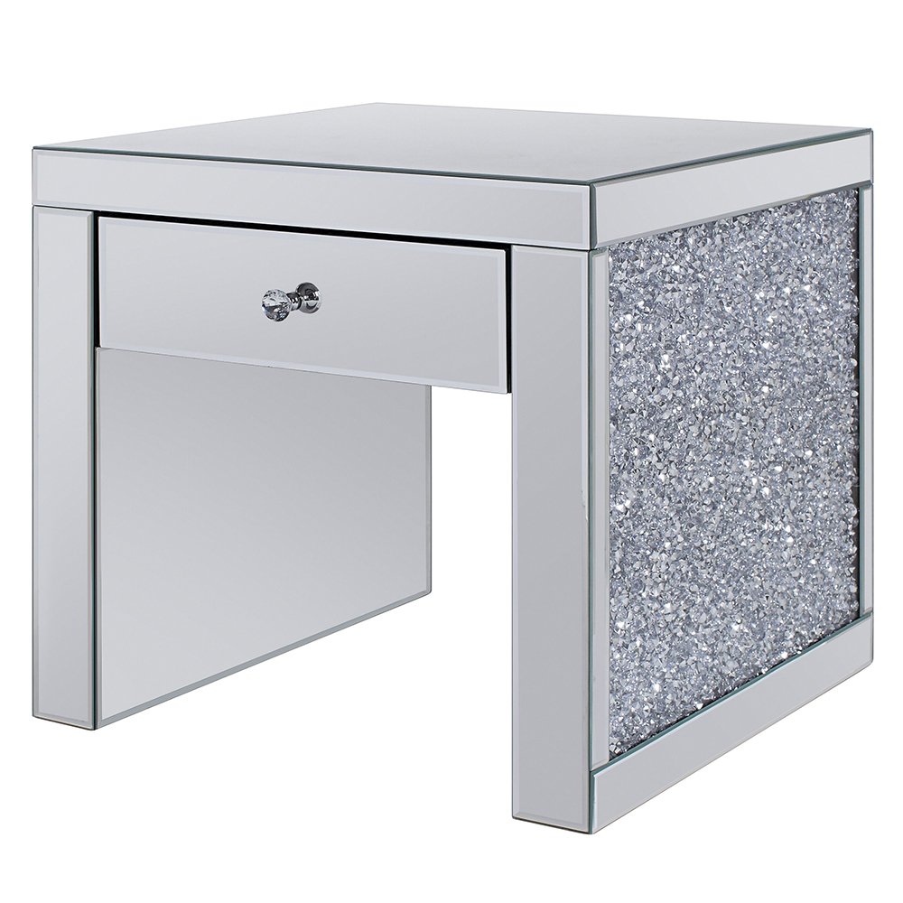 Noralie End Table Mirrored & Faux Diamonds. Picture 2