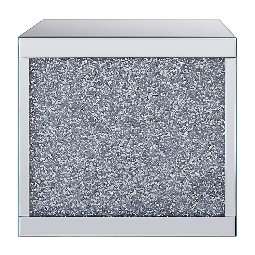 Noralie End Table Mirrored & Faux Diamonds. Picture 4