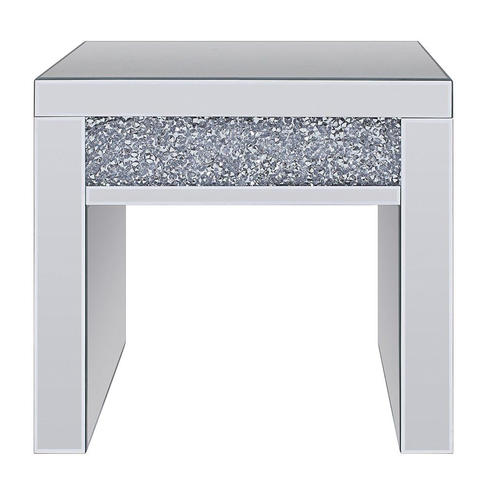 Noralie End Table Mirrored & Faux Diamonds. Picture 5