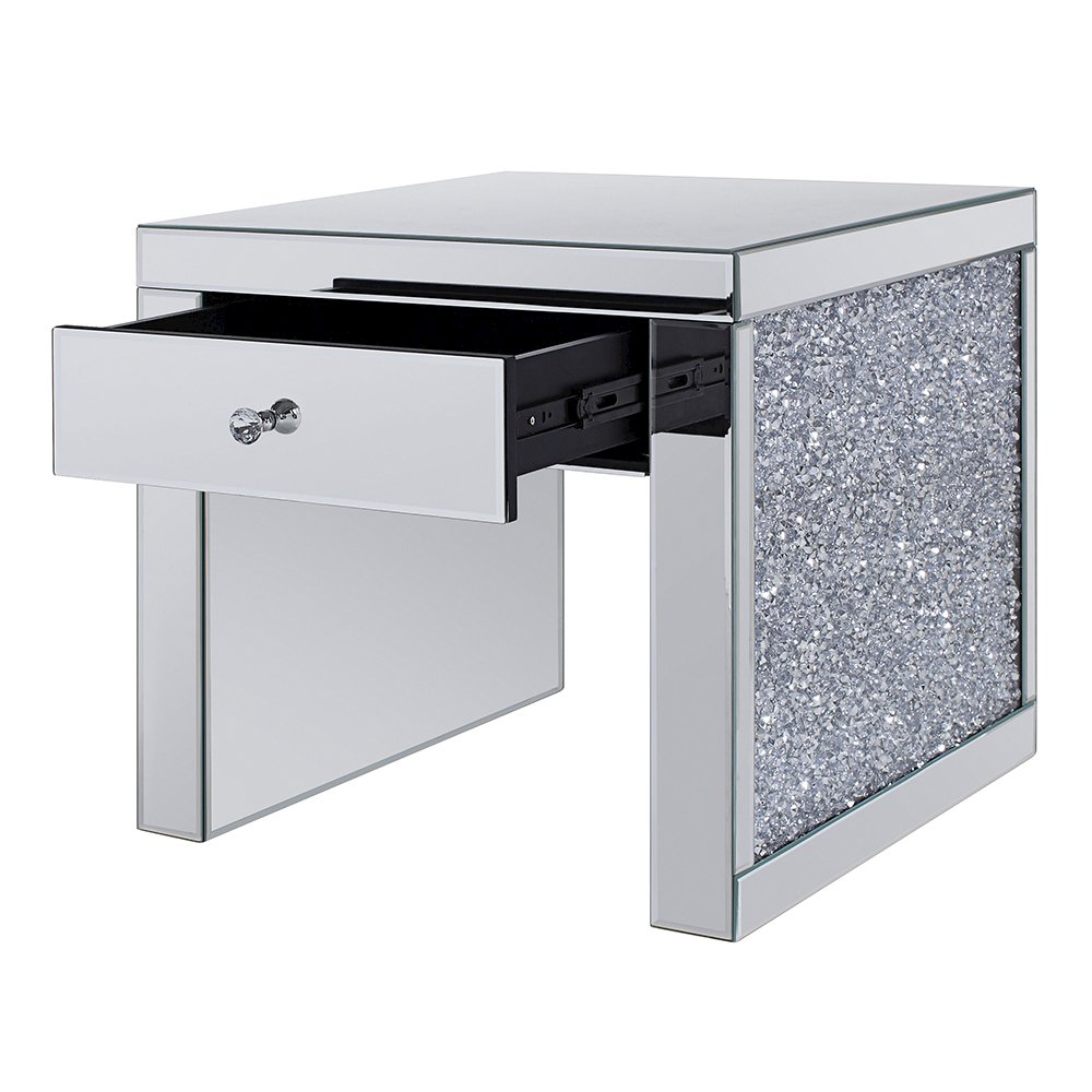 Noralie End Table Mirrored & Faux Diamonds. Picture 6