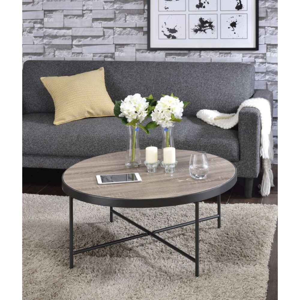 Bage Coffee Table Weathered Gray Oak & Metal. Picture 4