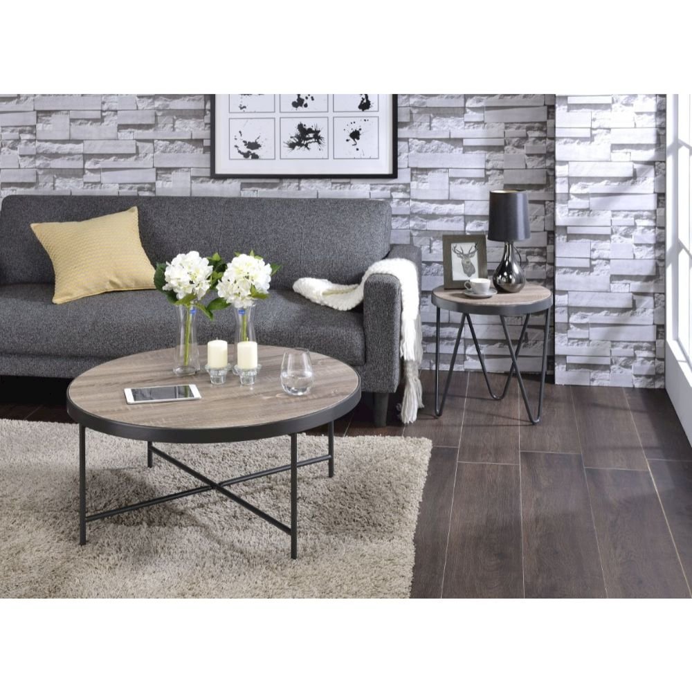 Bage Coffee Table Weathered Gray Oak & Metal. Picture 5