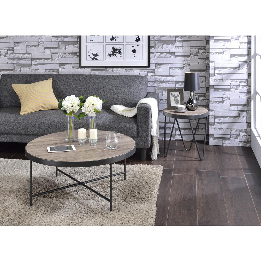 Bage End Table Weathered Gray Oak & Metal. Picture 4