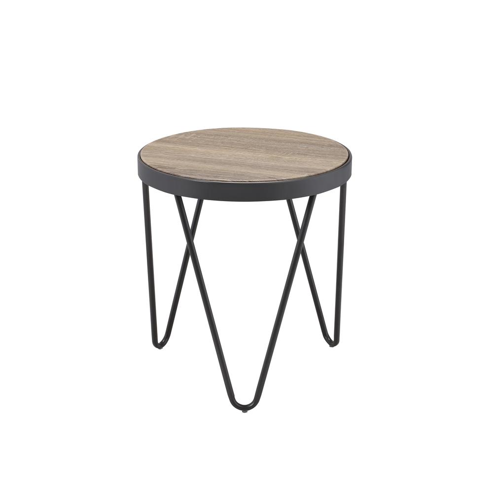 Bage End Table Weathered Gray Oak & Metal. Picture 3