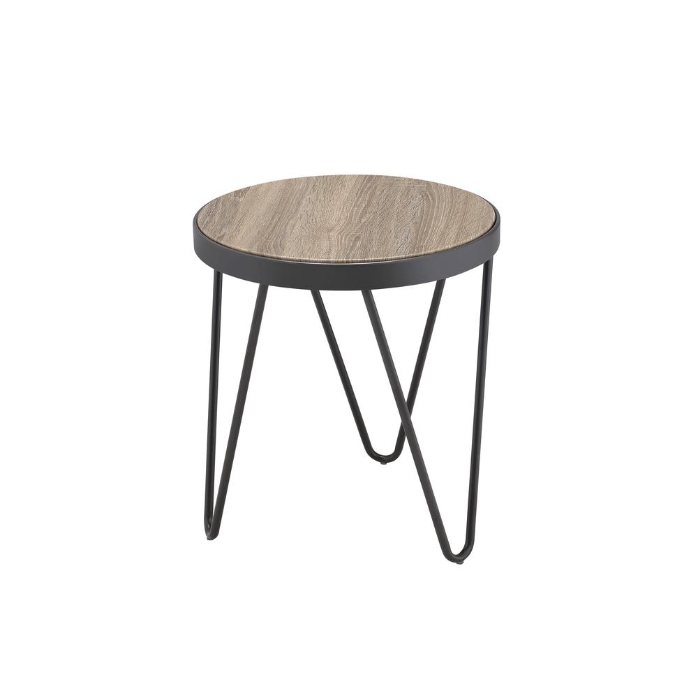 Bage End Table Weathered Gray Oak & Metal. Picture 1