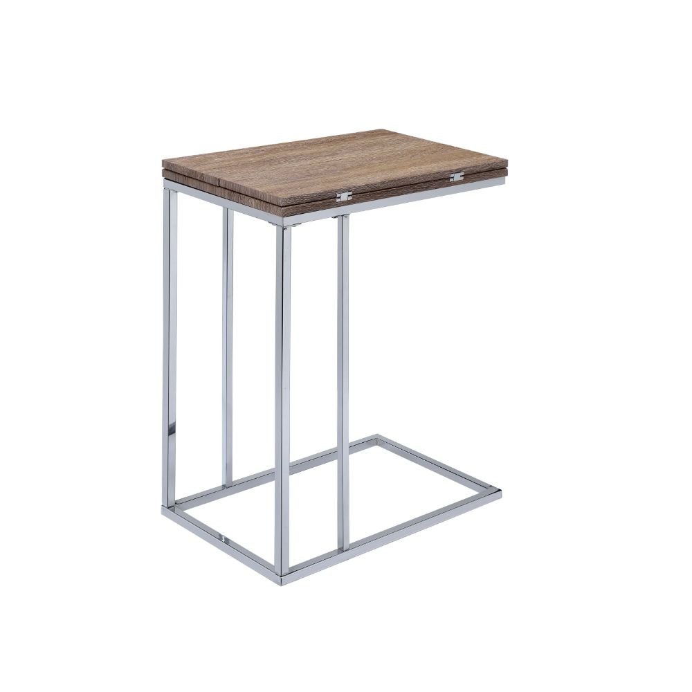 Danson Accent Table Weathered Oak & Chrome. Picture 1