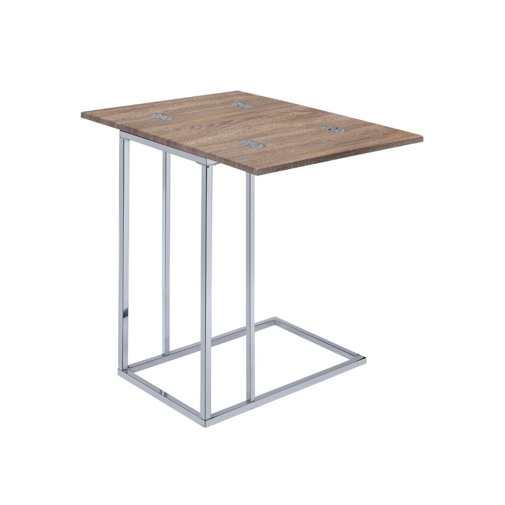 Danson Accent Table Weathered Oak & Chrome. Picture 2