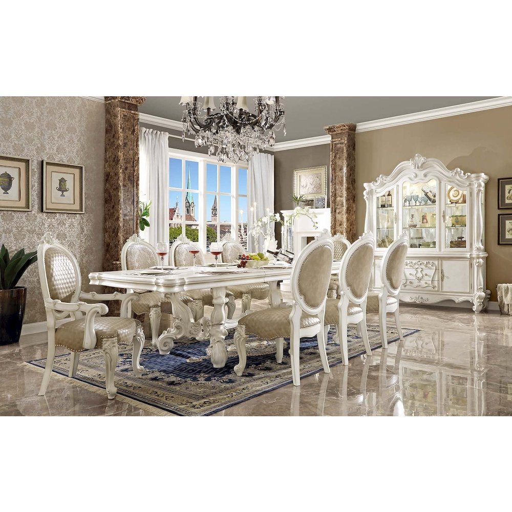 Versailles Arm Chair (Set-2) Synthetic Leather & Bone White. Picture 5