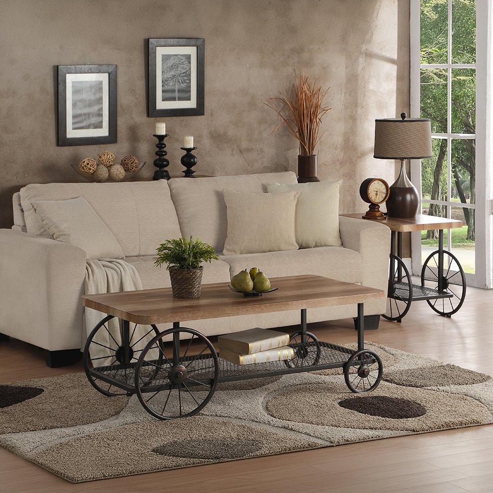 Francie End Table Oak & Antique Gray. Picture 7
