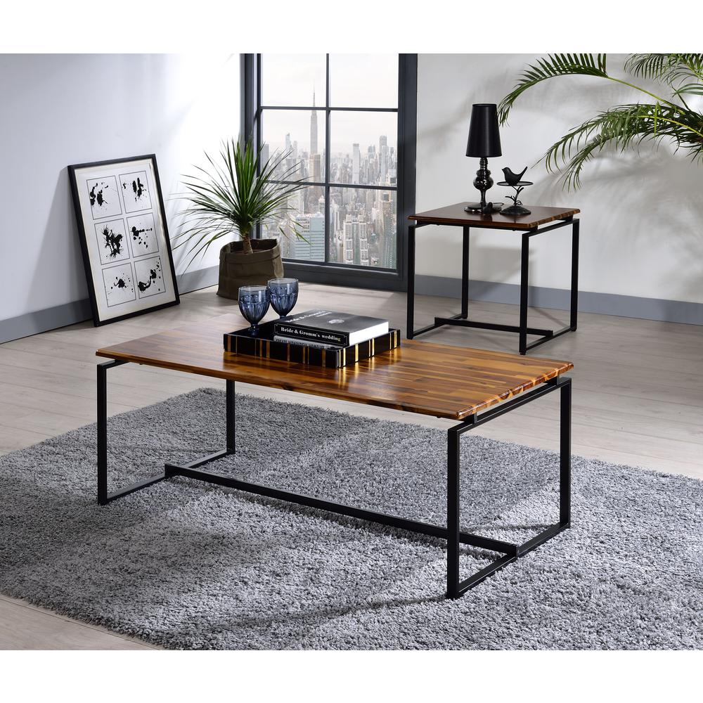 Jurgen 3Pc Pack Coffee & End Set Oak & Black. Picture 3