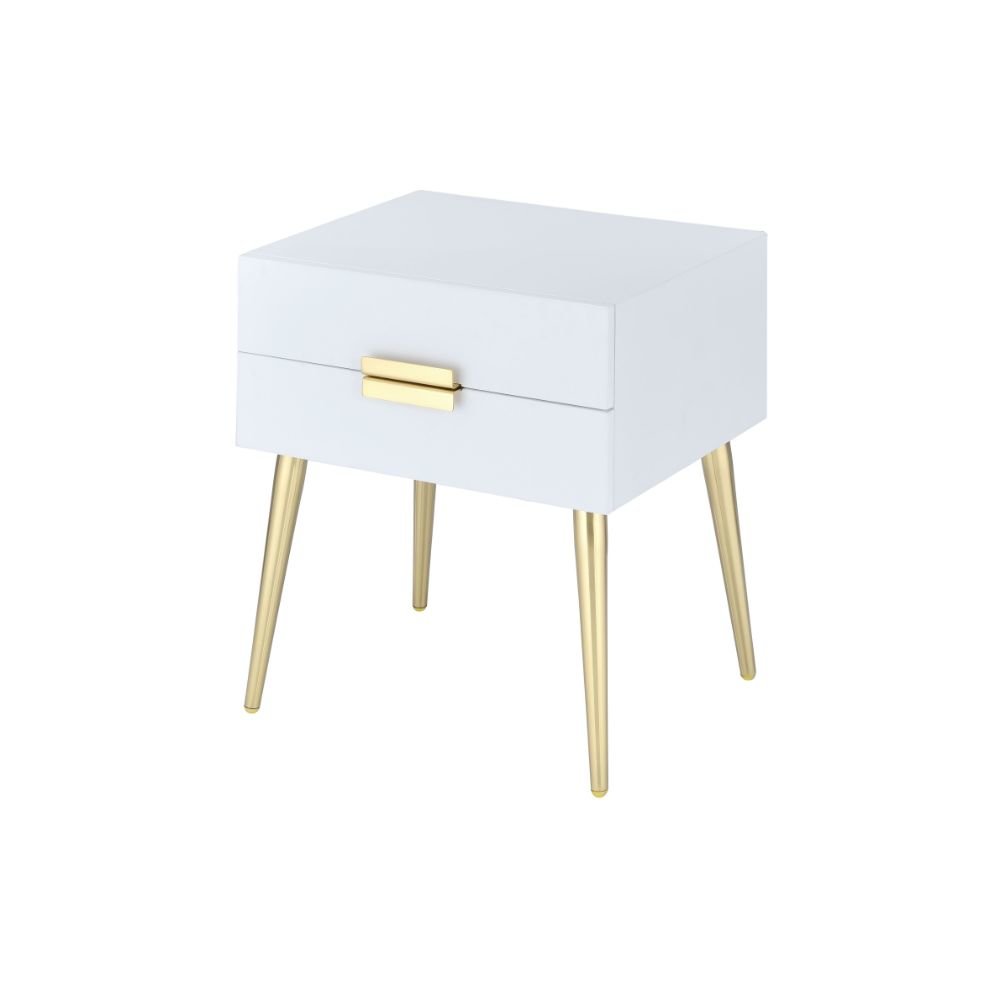 Denvor End Table White & Gold. Picture 1