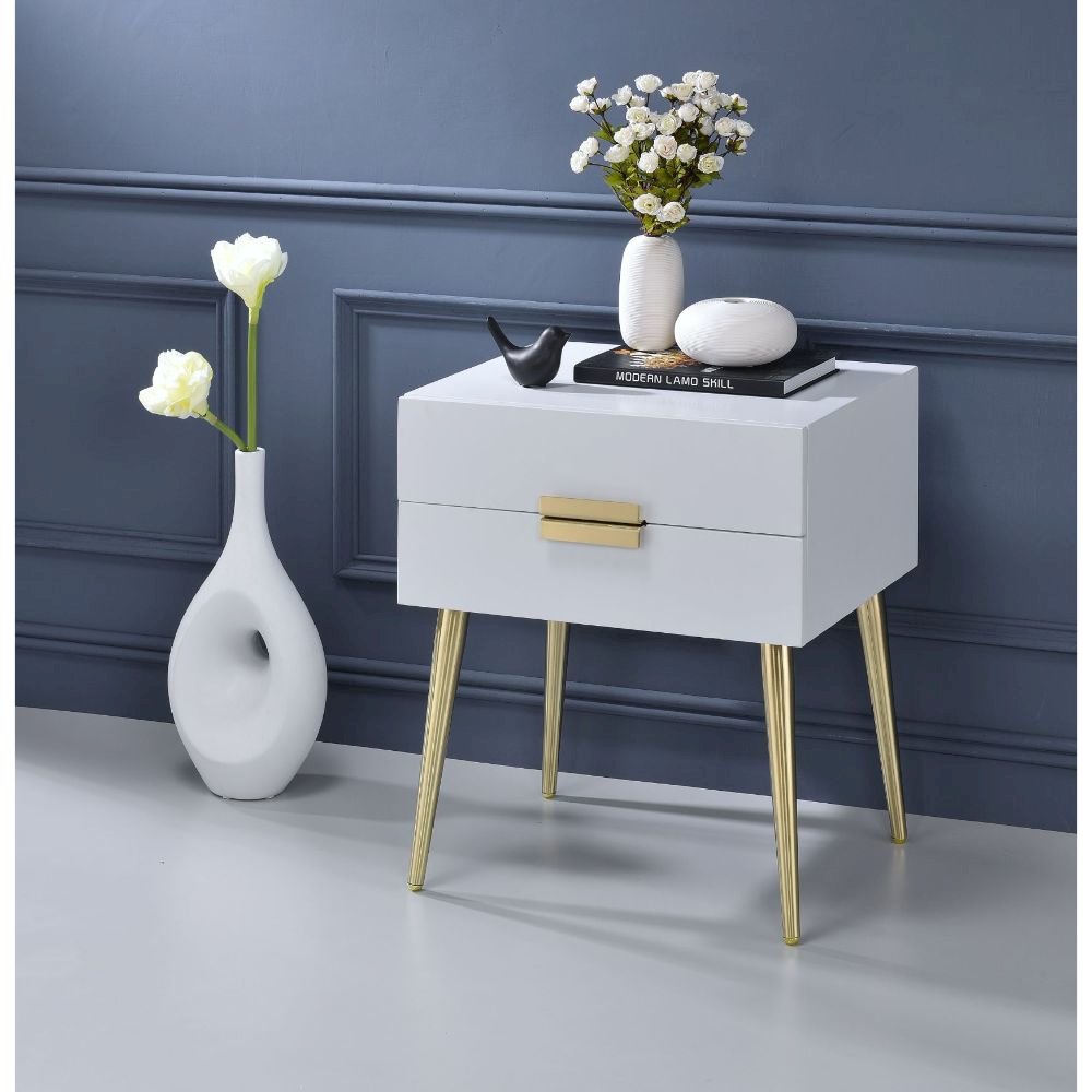 Denvor End Table White & Gold. Picture 6