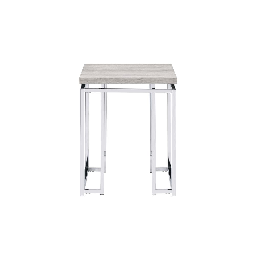 Chafik End Table Natural Oak & Chrome. Picture 2